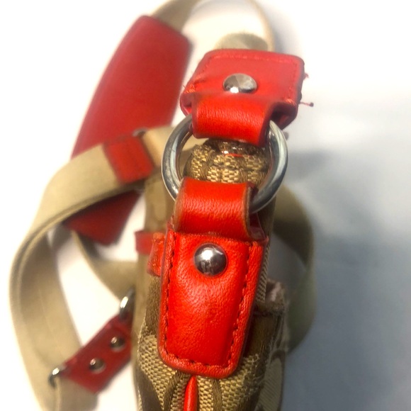 Coach Legacy Signature Swingpack messenger bag adjustable strap brown & Red - Picture 15 of 15